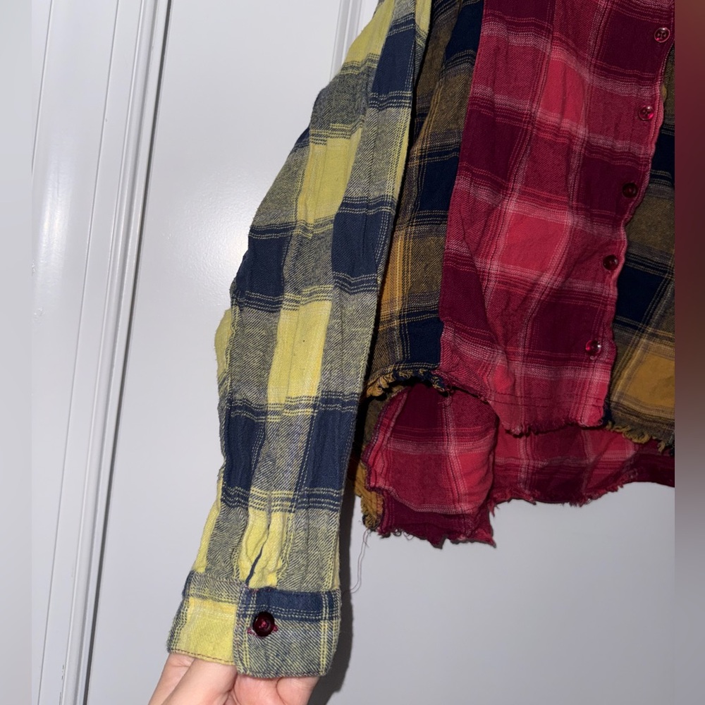 Taxi Vintage Grunge 80s Plaid button up flannel pink, yellow, blue EUC - Picture 4 of 10